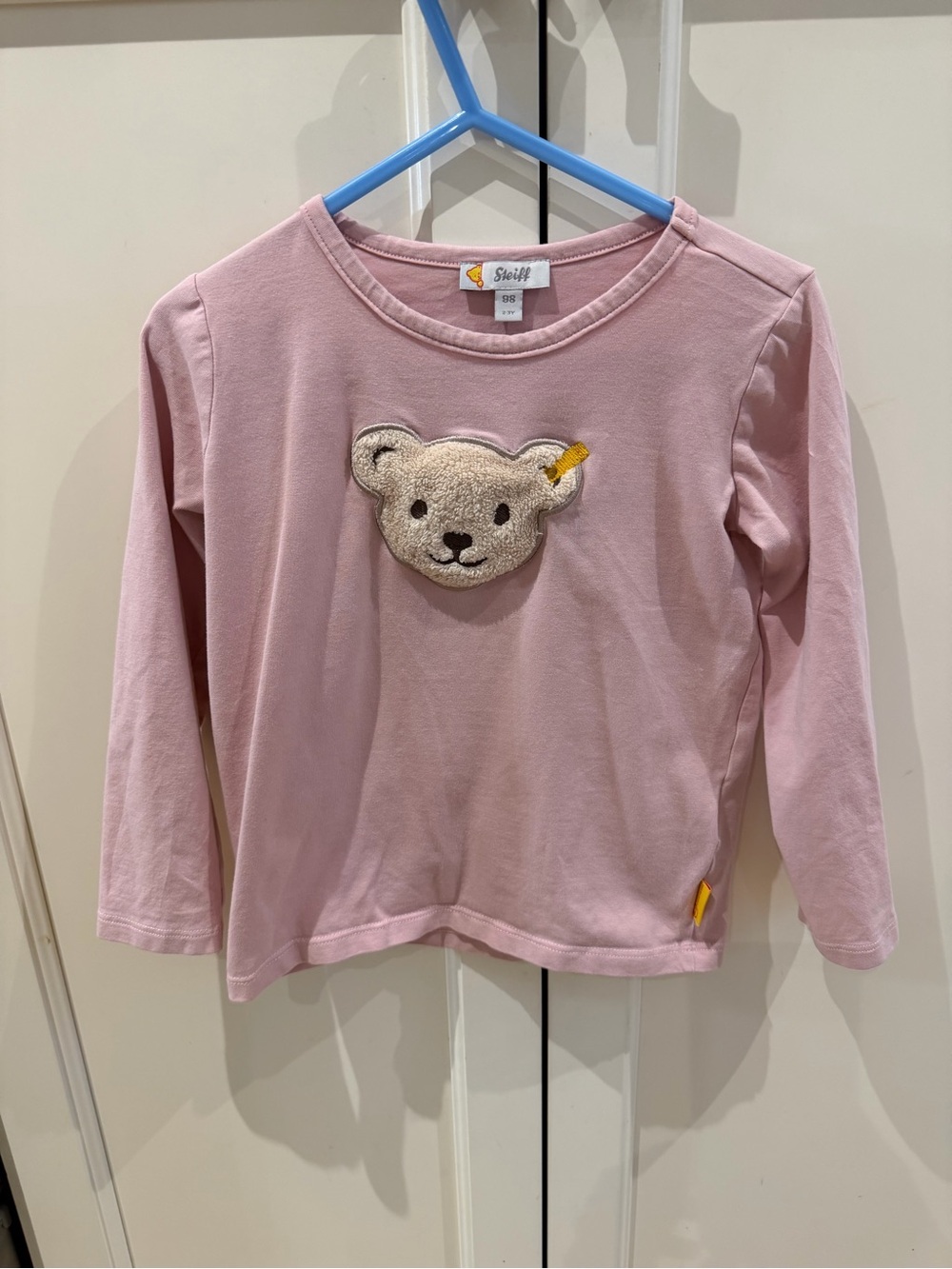 Steiff 2-:t Girls' Pink Long-Sleeve Bear Appliqué Top